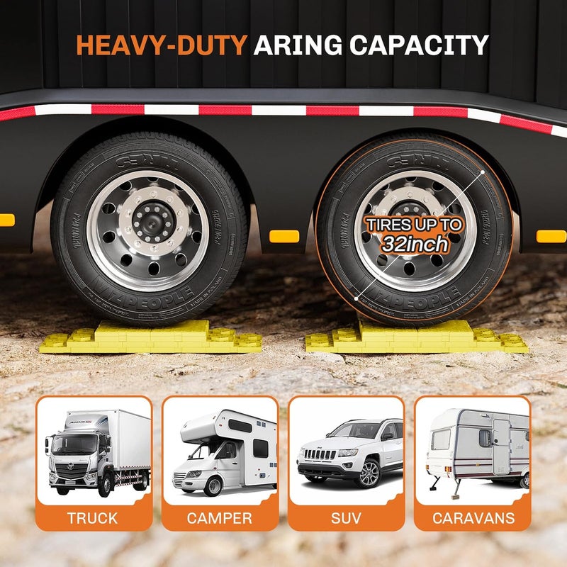 WELLUCK RV Leveling Blocks 12 Pack, Heavy Duty Camper Blocks & Interlocking Design Camper Levelers with 2 Velcro Straps - Customizable Height Sturdy RV Blocks for Single & Dual Wheels - Image 2